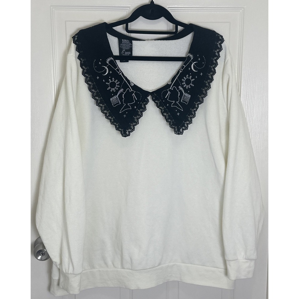 Studio Ghibli Kikis Delivery Service Sweater‎ Collar Cream Embroidered Plus Sz 2